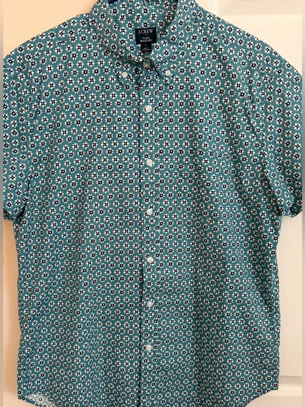 J. Crew Flex Washed Floral Print Men’s L Short Sleeve Button Down Shirt